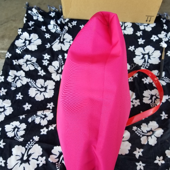 Lancome Makeup Orange and Pink Lined Large Canvas Tote Bag - Picture 12 of 12